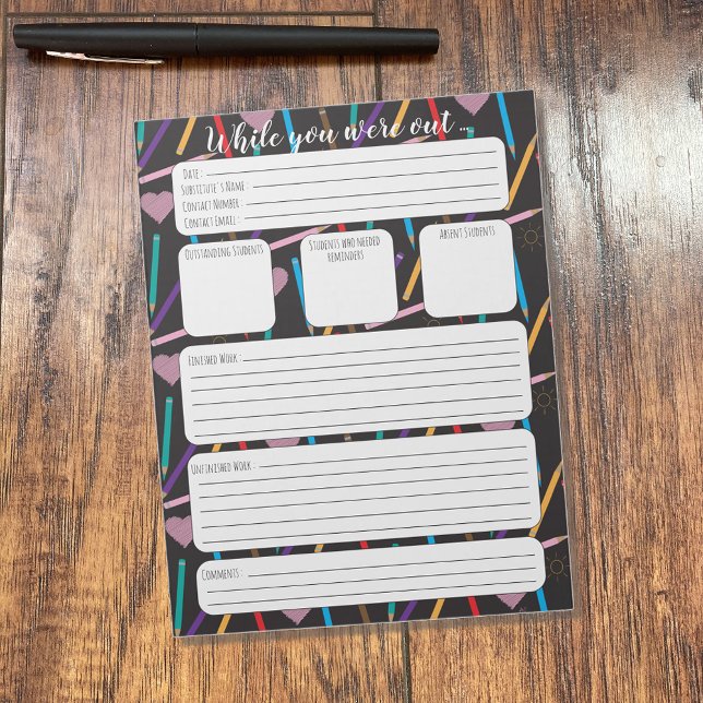 Substitute Teacher While You Were Out Notepad (Creator Uploaded)