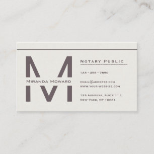 Subtil Ivoire Minimaliste Carte de visite Monogram