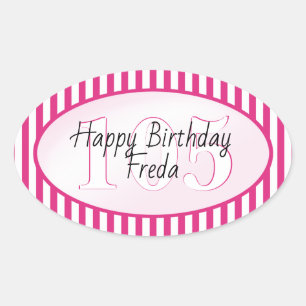 Subtle Age Fuchsia/White Simple Stripes Pattern Oval Sticker