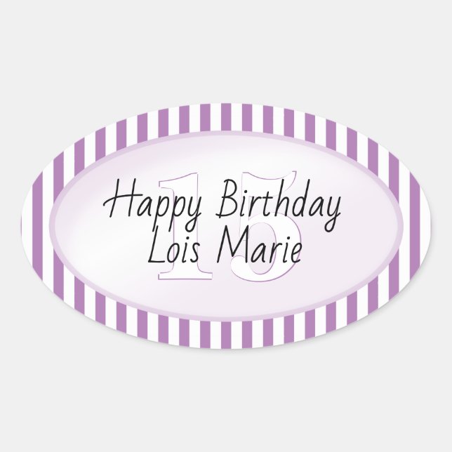Subtle Age Lavender/White Simple Stripes Pattern Oval Sticker (Front)