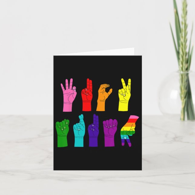 Subtle Anti-trump Asl Sign Language Lgbtq+ Resist  Card (Front)