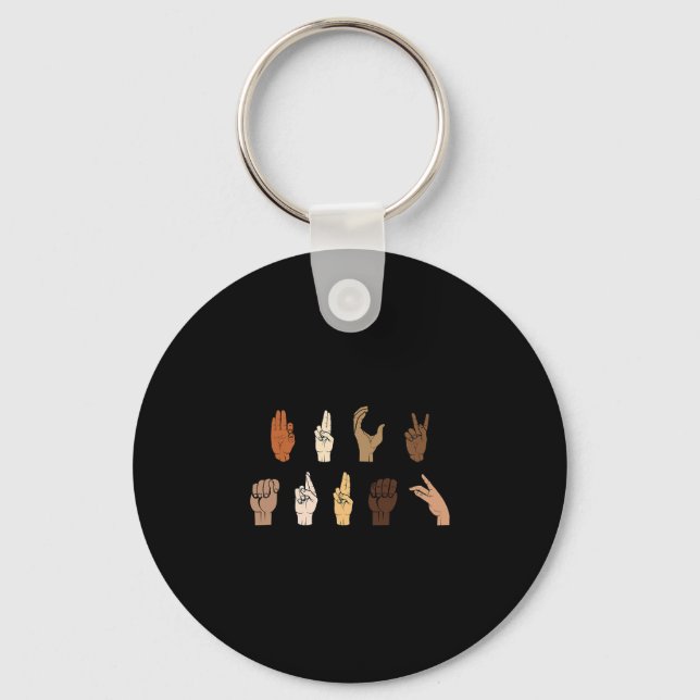 Subtle Anti-trump Blm Asl Sign Language  Keychain (Front)