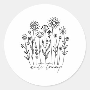 Subtle Anti Trump Floral Flower Democrat President Classic Round Sticker