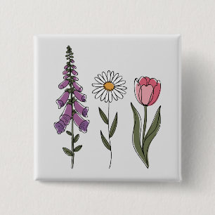 Subtle Anti-Trump - Foxglove Daisy Tulip III 2 Inch Square Button
