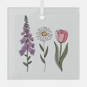 Subtle Anti-Trump - Foxglove Daisy Tulip III Glass Ornament