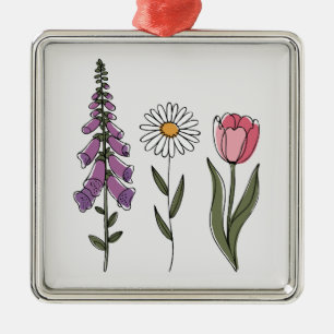 Subtle Anti-Trump - Foxglove Daisy Tulip III Metal Ornament