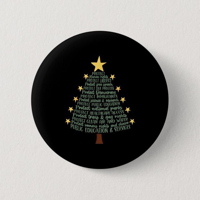 Subtle Anti Trump Funny Christmas Tree  2 Inch Round Button (Front)