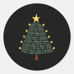 Subtle Anti Trump Funny Christmas Tree  Classic Round Sticker