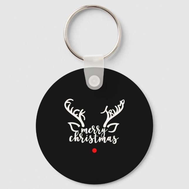 Subtle Anti Trump Hidden Message Christmas Reindee Keychain (Front)