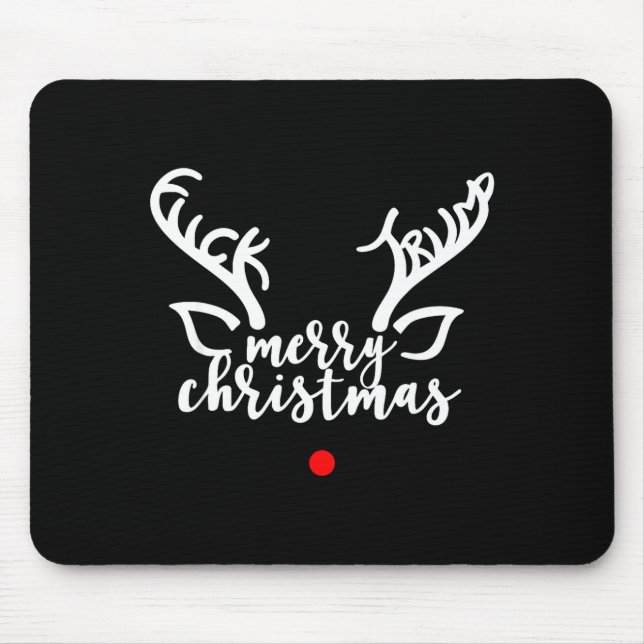 Subtle Anti Trump Hidden Message Christmas Reindee Mouse Pad (Front)