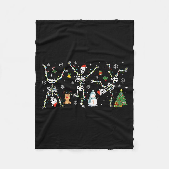 Subtle Anti Trump Hidden Message Dancing Skeleton  Fleece Blanket (Front)