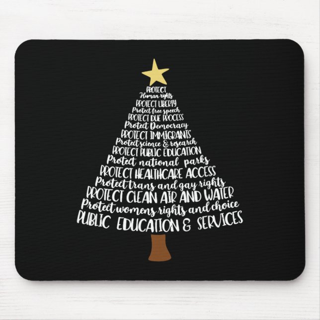 Subtle Anti Trump Protect Democracy Christmas Tree Mouse Pad (Front)