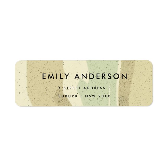 SUBTLE AQUA GREY MODERN ABSTRACT ART WAVES ADDRESS (Front)