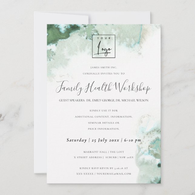 SUBTLE AQUA MODERN ABSTRACT GEOMETRIC ART EVENT INVITATION (Front)