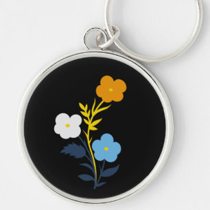 Subtle Aromantic Asexual Flag Flowers Keychain
