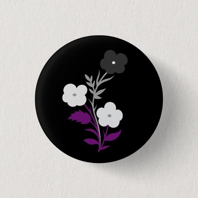 Subtle Asexual Flag Flowers 1 Inch Round Button (Front)