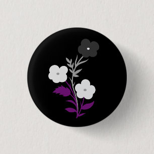 Subtle Asexual Flag Flowers 1 Inch Round Button