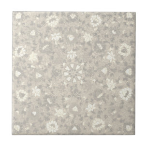Subtle Beige Floral Vintage Chinese Flower Tile