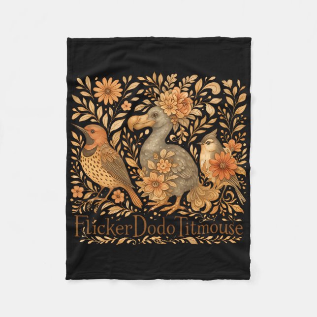 Subtle Birds Flicker Dodo Titmouse Trump Resist Bo Fleece Blanket (Front)