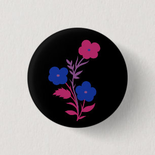 Subtle Bisexual Flag Flowers 1 Inch Round Button