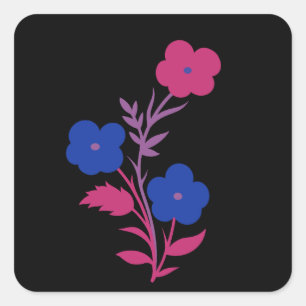 Subtle Bisexual Flag Flowers Square Sticker