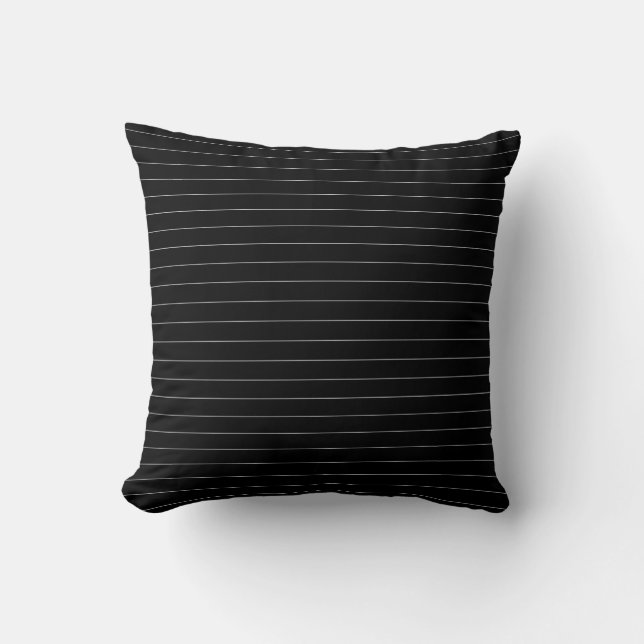 Subtle Black and White Thin Stripes Pattern Modern Throw Pillow (Front)