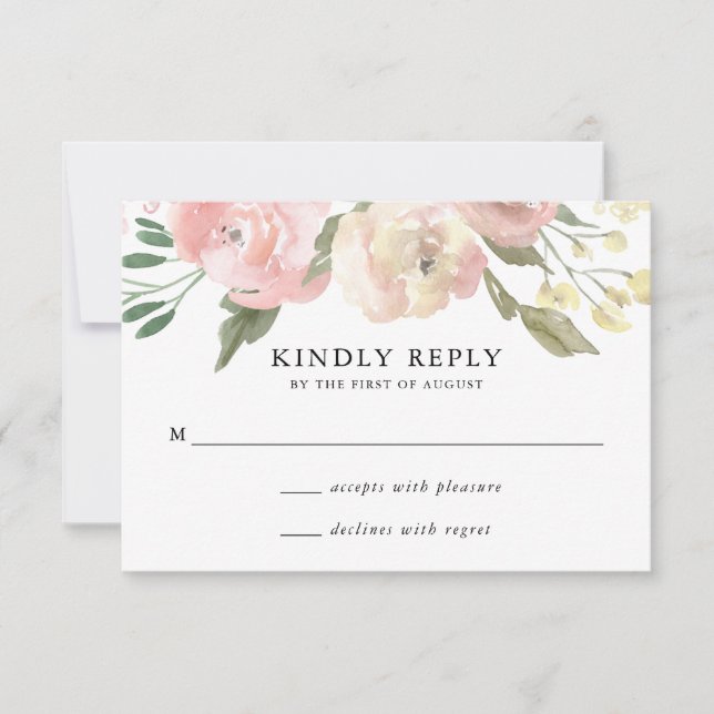 Subtle Blooms | Carte de réponse de mariage (Devant)