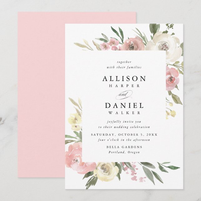 Subtle Blooms | Frame Wedding Invitation (Front/Back)