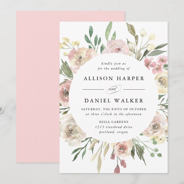 Subtle Blooms | Wedding Invitation (Front/Back)