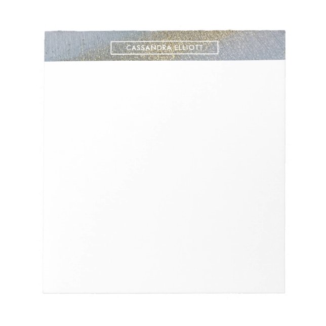 Subtle Blue & Gold Alcohol Ink Liquid Abstract Art Notepad (Front)