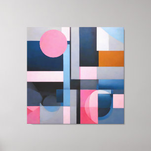 Subtle Blues & Pinks in Geometric Abstraction Canvas Print