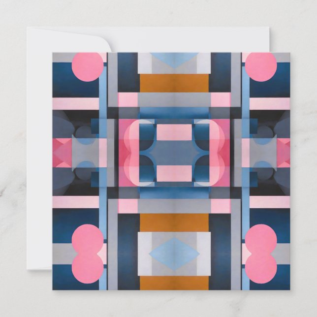 Subtle Blues & Pinks in Geometric Abstraction Holiday Card (Front)