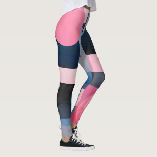 Subtle Blues & Pinks in Geometric Abstraction Leggings