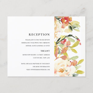 SUBTLE BLUSH PEACH PINK WATERCOLOR FLORA RECEPTION INVITATION
