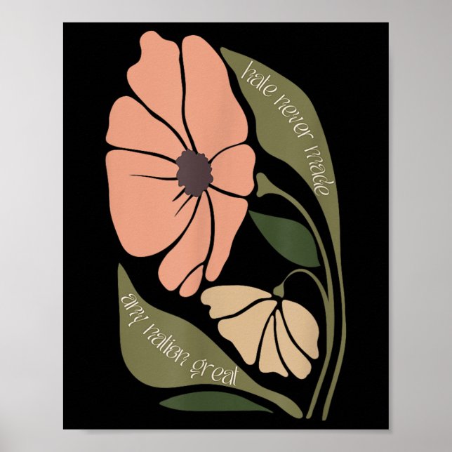 Subtle Boho Flowers Anti Trum P Liberal Protest Re Poster (Front)