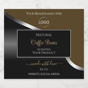 Subtle Brown Black Wavy Silver Logo Product Labels