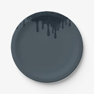 Subtle Charcoal Drip Party Plate – Customizable