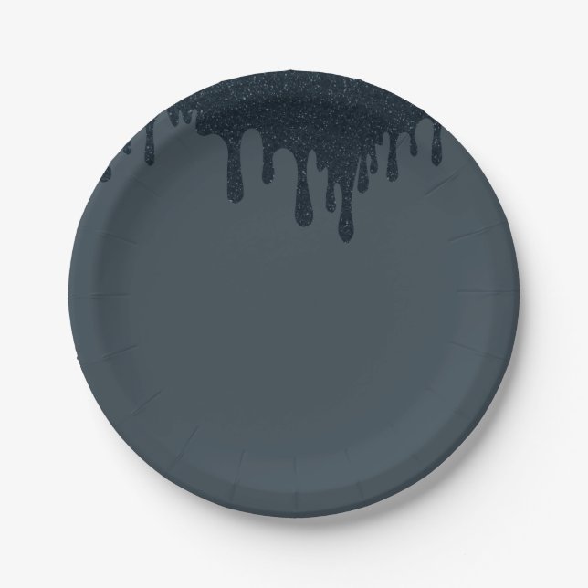 Subtle Charcoal Drip Party Plate – Customizable (Front)