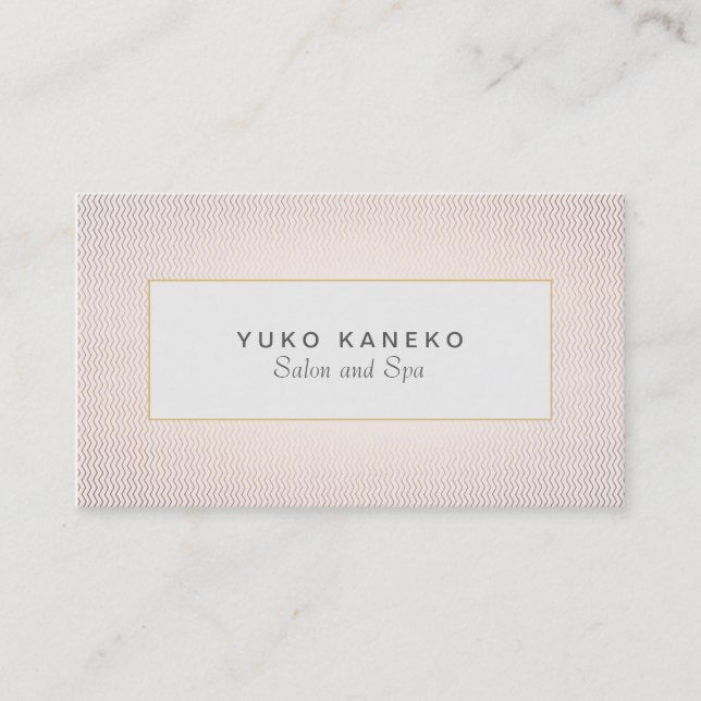 Subtle Chevron and Light Pink Chic Salon and Spa 2 Business Card (Front)