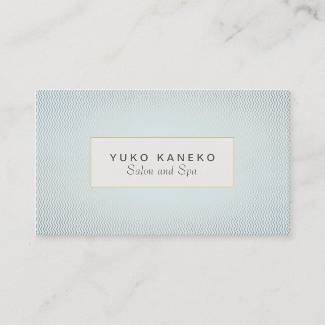 Subtle Chevron Light Blue  Salon and Spa Business Card (Front)