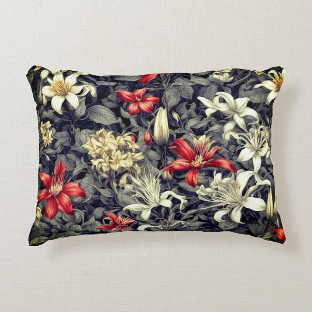 Subtle Colour Wild Honeysuckle Print Accent Pillow (Front)