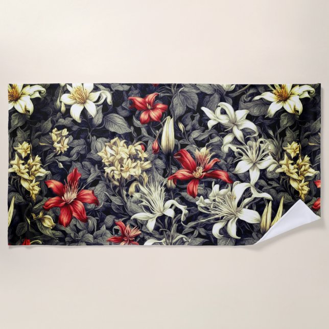 Subtle Colour Wild Honeysuckle Print Beach Towel (Front)
