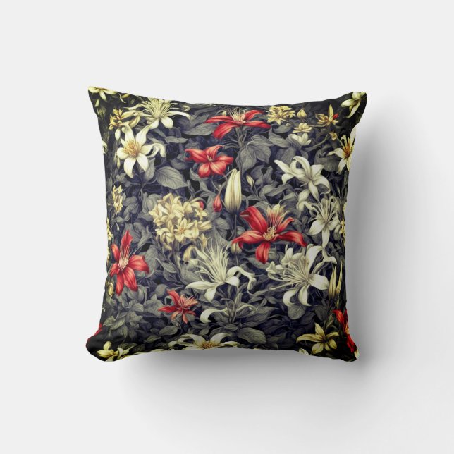 Subtle Colour Wild Honeysuckle Print Throw Pillow (Front)
