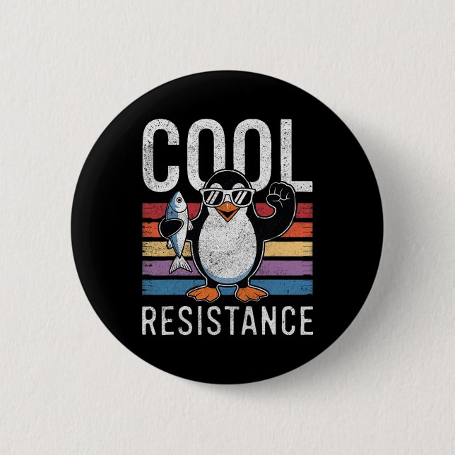 Subtle Cool Resistance Penguin Tariffs Protest Ant 2 Inch Round Button (Front)