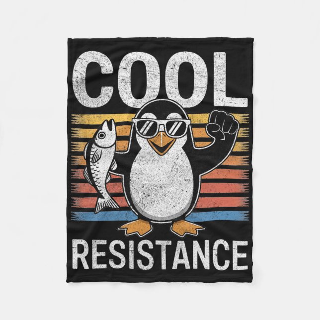 Subtle Cool Resistance Penguin Tariffs Protest Ant Fleece Blanket (Front)