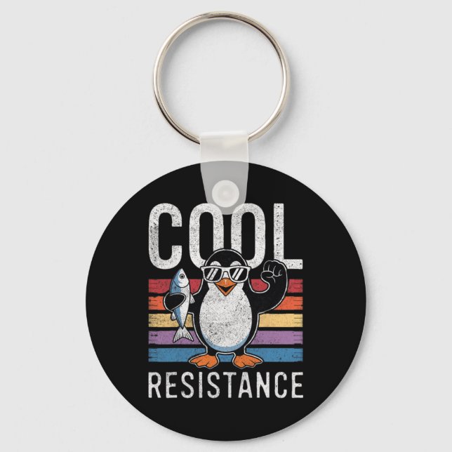 Subtle Cool Resistance Penguin Tariffs Protest Ant Keychain (Front)