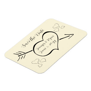 Subtle Cream Calligraphy Hearts Save The Date  Magnet