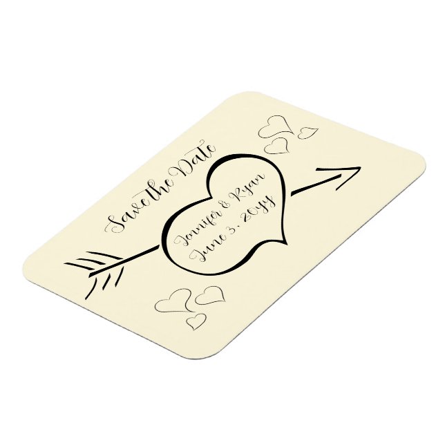 Subtle Cream Calligraphy Hearts Save The Date  Magnet (Left Side)