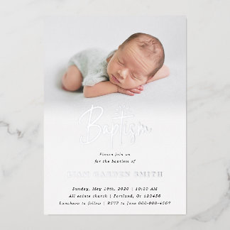 Subtle Cross One Photo Baptism Silver