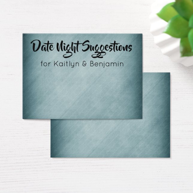Subtle Distressed Teal Date Night Suggestions Card (Desk)